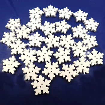 100vnt Ir Baltos Spalvų Derinys Kalėdų Sniego Medienos Mygtukus Ornamentu Scrapbooking 18x18mm Sagtis Amatų Reikmenys Didmeninė Bijoux - 