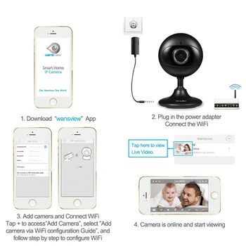 Wansview K2 Mimi Apsaugos Stebėjimo Kameros, Patalpų Wi-fi, Belaidžių IP kamerų 2,5 mm Objektyvas Kūdikio stebėjimo Dviejų krypčių Garso Naktinio Matymo - 