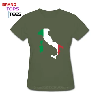Italijos vėliavos žemėlapį Su Vėliava Marškinėliai Moteriška tauta dienos grupės komandos marškinėlius dovanų tėvynės festivalis Trumpas Rankovėmis tee marškinėliai - 
