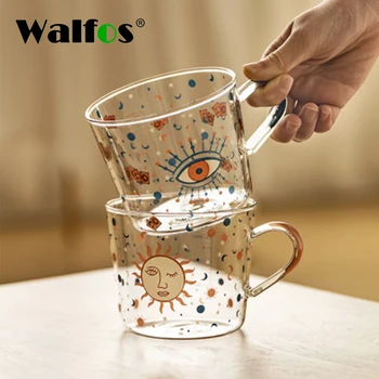 Walfos 500ml Kūrybos Skalė Stiklo Puodelis Pusryčiai Mlik Coffe Cup Buitinių Pora Vandens Puodelį Saulės Akis Modelis Drinkware - 
