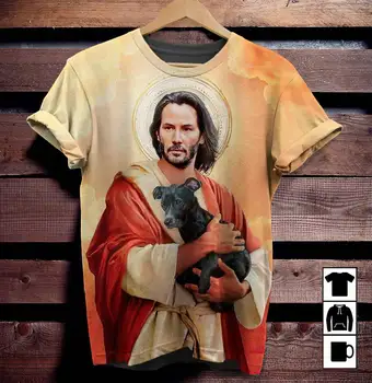PLstar Kosmosas Jėzus 3D Atspausdintas t-shirt Harajuku Streetwear T shirts Hip-hop Vyrų, Moterų trumpomis Rankovėmis 08 - 