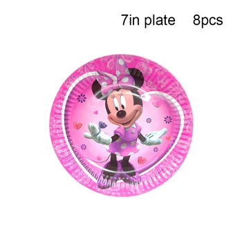 34pcs Minnie Mouse Šalies Vienkartiniai Šalies Prekių Apdaila Puodeliai Plokštė Vimpelas Staltiesė Derinys 8 Žmonės - 