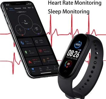 M5 Smart Grupė Vyrų, Moterų M5 Smart Watch Širdies ritmas, Kraujo Spaudimas, Miego Stebėti Pedometer 