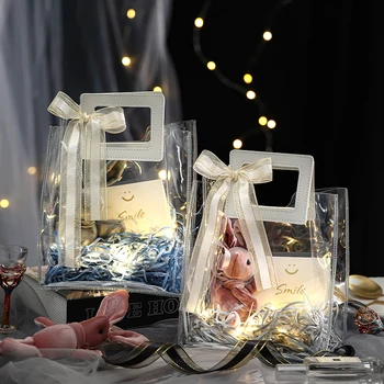 Vestuvių Saldainių Dėžutė Ins Skaidrus, norintis triušis LED šviesos staigmena Bridesmaid, Dovanų Dėžutėje Maišas Tuščias Užsakymą Vertus Dovana Tote Bag - 