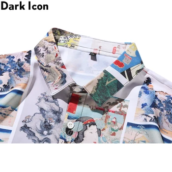 Tamsiai Piktogramą Harajuku vyriški Marškiniai Streetwear Visą Atspausdinta Marškinėliai Vyrams Vyras Drabužiai - 