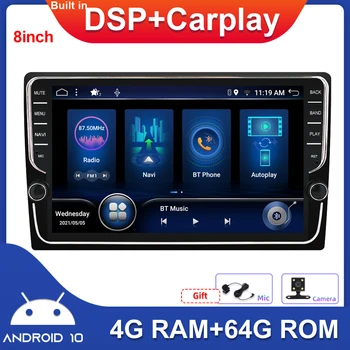 8inch Dvigubo Din Car Multimedia Player Automobilio Radijas Stereo integruota DSP Carplay Android 10.0 RDS Vairas Kontrolės DAB OBD - 