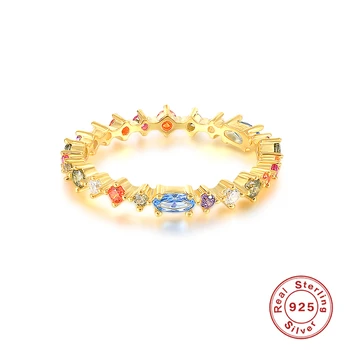 BOAKO Spalvoti Gėlių Žiedai Moterų, Mergaičių, 925 Sidabro Žiedas 2020 Tendencija Anillos Mujer Fine Jewelry Suporuoti Žiedai Minimalistinio #1.2 - 