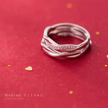 Modian Romantiška Mėgėjams Sužadėtuvių Žiedas, skirtas Moterims, Vyrams, 925 Sterlingas Sidabro Šviečia Cirkonis Reguliuojamas Atidaryti Žiedas Fine Jewelry Bijoux - 