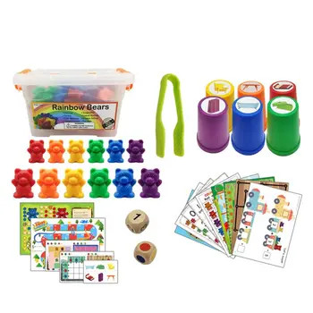 Puikus Skaičiuoti Tenka Su Krovimas Puodelių Rinkinys - Montessori Vaivorykštė Atitikimo Žaidimas Y4QA - 