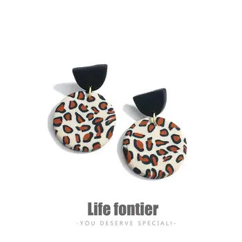 Lifefontier Mielas Polimero Molis Leopardų Dėmės Modelis Lašas Auskarai Moterims Perdėti Lady Auskarai Moterų Papuošalai - 