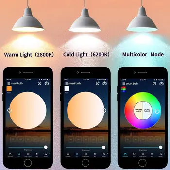 B22 E27 WiFi Smart Led Lemputės, Šviestuvai RGB šviesos srautą galima reguliuoti Lempos Kontrolė IR Nuotolinis arba) PROGRAMĄ, be Laido 220V Apšvietimas - 
