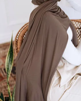 Džersis Hijab Šalikas Ilgas Musulmonų Skara Paprastas Minkštas Turbaną Kaklaraištis Galvos Apsiaustas Moterų Hijab PackingWith Dovanų Dėžutėje 4pcs/box - 