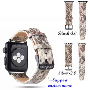 Fran-34bd Gamtos python odinis dirželis, Apple watch band 42mm 38mm 44mm 40mm iwatch 6 5 4 3 2 iwatch apyrankė - 