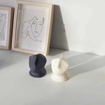 Naujausias Aromaterapija Gipso Skulptūros Meno objektas, Žvakių Liejimo Silikono Estetinės Keramikos Veido Žvakė Pelėsių - 
