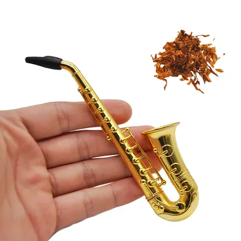 Metalo Mažas Saksofonas Dūmų Vamzdžių Piktžolių Priedai Tabako Cigarečių Priemonė Rūkymas - 