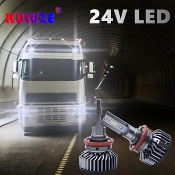 KULUZE 2vnt 24V LED Žibintų Lemputės Sunkvežimių H7 LED H1 H11 H3 Rūko žibintai H4 High Beam artimąsias 7000LM 30W 60V(MAKS.) - 