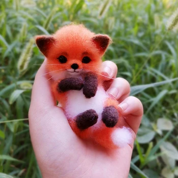 Rankų Darbo, Adata Veltiniai Baigė Vilnos Veltinius Tikroviška Gyvūnų Fox Ežys Apdailos Lėlės Žaislas 2021 Geriausia Dovana Jai - 