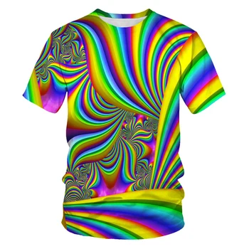 2021 vasaros vyrų 3D atspausdintas apakinti geometriniai T-shirt patogus mados laisvi sporto trumpas rankovės XXS-6XL - 