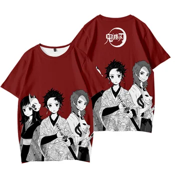Naujas Demon Slayer T-Shirt Anime Kimetsu Nr. Yaiba 3D Spausdinimo Streetwear Vyrų, Moterų, Negabaritinių Marškinėliai Harajuku Vaikai, Berniukas ir Mergaitė, Trišakiai Viršūnės - 