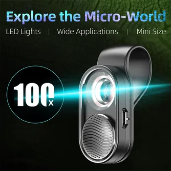 Ouhaobin 100X Mikroskopas Objektyvas Mobiliojo Telefono Makro Objektyvas Didelis Priartinimas LED Mini Kišenėje Nešiojami Objektyvas, Skirtas 