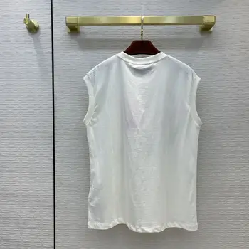 250752 naujas 2021 produkto moterų berankovis žvaigždžių marškinėliai tee Mados Klasikinis Medvilnės Atsitiktinis Universalus krūtinė pocketbag marškinėliai - 