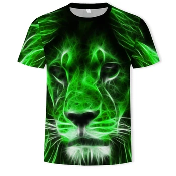 3D spausdinimo moterų ir vyrų T-shirt lauko laisvalaikio kasdien gyvūnų liūtas, tigras vasaros laisvi ir patogūs O-kaklo trumpomis rankovėmis - 