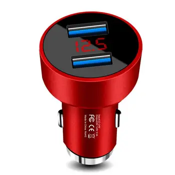 USB Automobilinis Įkroviklis, Greito Įkrovimo Dual USB Adapteris Cigarečių Degiklio LED Voltmeter visų Tipų Mobiliuosius Telefonus - 