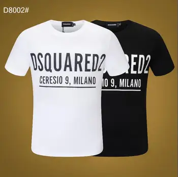 2020 FW Dsquared2 Lauke Logotipas-shirt-T-shirt Moterims / Vyrams Mados Medvilnės Atsitiktinis trumpomis Rankovėmis T-shirt Apvalus Kaklas - 