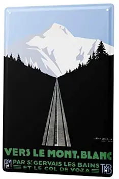 Alavo Pasirašyti Metalo Plokštės Dekoratyvinės Pasirašyti Namų Dekoro Lentelėmis 30 x 40 cm World Tour Mont Blanc Kalnų - 