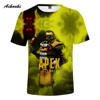 Mados Viršūnės Legendų, Kvėpuojantis 3D Spausdinimo Apex Legendos T Marškinėliai Vyrams/Moterims Vasaros trumpomis Rankovėmis T-shirt Berniuko/Mergaitės Žalia Dizainas Viršų - 