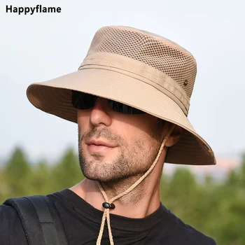 Vyrų Tinklinio Kvėpuojantis Saulės Skrybėlę Lauko Žvejybos Bžūp Platus Kraštų Anti-UV Paplūdimio Kepurės Moterims Kibirą Skrybėlę Vasarą, Pėsčiųjų, Kempingas Skrybėlę Gorros - 