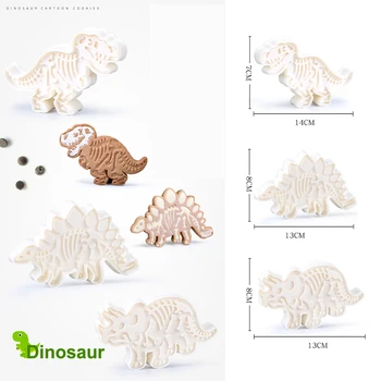 3D Dinozaurai Slapukus Cutter Pelėsių Dinozaurų Sausainių Įspaudas Pelėsių Sugarcraft Desertas Kepimo Silikono Pelėsių Svp Tortas Dekoro Priemonė - 