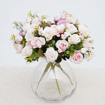 1 Puokštė 15 Galvų Dirbtinis Royal Rose Europos Stiliaus Gėlės Namuose Kambario Dekoro Stalas Netikrą Gėlių, Vestuvių Dekoravimas - 