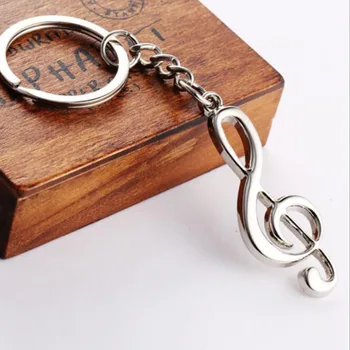New Mode Style key chain key ring silver color musical note keychain for car metal music symbol key chains fashion gift - 