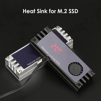 Skaitmeninis Temperatūros Ekranas M. 2 SSD Aušintuvo Heatsink su Turbo Aušinimo Ventiliatorius 2280 22110 NVMe NGFF M2 Kietojo Disko - 