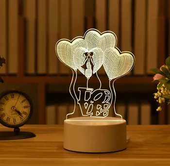 Naktį Šviesos diodų (LED 3D Meilės Akrilo Lempos Valentino Dienos Dovanų Baby Shower Gimtadienio Triušis Velykų Dekoro šviesos - 