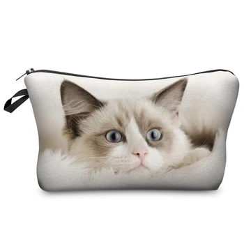 Lovely Cat Spausdinti Kosmetika Organizatorius Maišą Mados Moterų Makiažas Krepšiai Kelionės Vandeniui atsparus Saugojimo Krepšys Mažų tualetinių reikmenų Krepšys - 