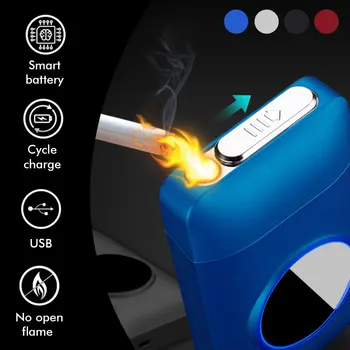 Naujas USB Metalo Cigarečių Atveju Langelis Elektroninis Žiebtuvėlis Tabako Saugojimo Bylos Cigarečių Savininko Elektros Plazmos Lanku Lengvesni Dalykėlių - 