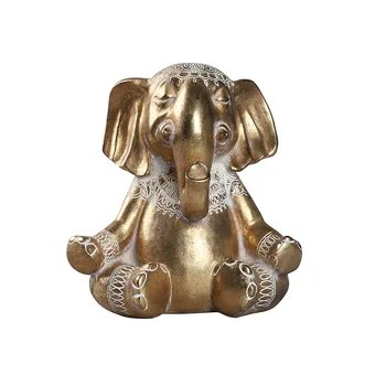 Ganeša Gyvūno Skulptūra, Statula, Namų Dekoravimo Reikmenys Dervos Golden Elephant Jogos Parduotuvė Apdailos Kambarį Apdaila - 