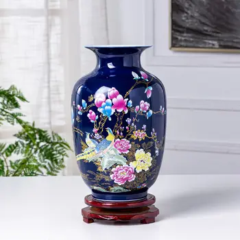 Jingdezhen Rankdarbių, Keramikos Kinų Stiliaus Porceliano Spalvos Glazūra Vaza Apdailos Kambarį Kabineto Namų Gėlių Dekoras Vaza - 