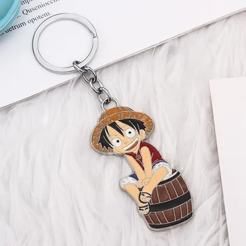 Anime Cartoon Key Chain Luffy Šiaudų Skrybėlę Pakabučiai Keychain Metalo Lydinio Paketų Prižiūrėtojų Raktinę Vaikinui, Dovanos - 
