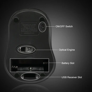 USB Belaidės pelės 2000DPI Reguliuojamas Imtuvo Optinė Kompiuterio Pelė 2,4 GHz Ergonomiškas Pelės Nešiojamas PC Pelės - 