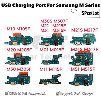 5vnt USB Įkrovimo lizdas Jungtis Valdybos Dalių Flex Kabelis Su Mikrofonu Mic Samsung Galaxy M01 M10 M20 M30 M40 M30S M51 M31S - 