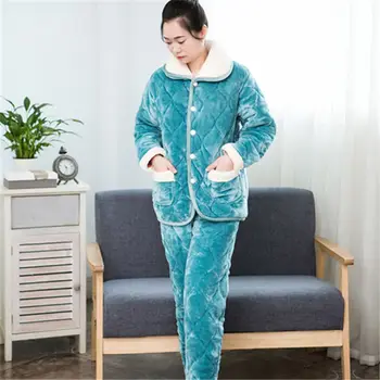 Žiemos Karšto Koralų Aksomo Pižama Rinkiniai Moterims Sleepwear Kostiumas Pajama Moterų Minkštas Drabužių Pyjama Naktiniai Drabužiai Homewear Drabužiai - 