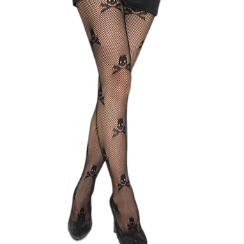 Seksualus apatinis Trikotažas Mada seksuali moteris panele juoda kaukolė erotika kojinės tinklelio kojinės minkštos pėdkelnės, elastiniai pėdkelnės porno GA146 - 