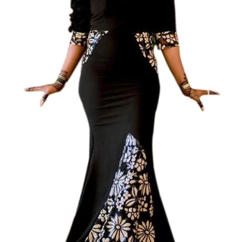 Moterys, Negabaritinių Šalis Suknelė Elegantiškas Spausdinimo Pusė Rankovės Velniop Kaklo Apvalkalas Akių Kratinys Derliaus Grindų Ilgis Mermaid Dress - 