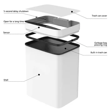 Pažangi Šiukšliadėžės Automatinis Jutiklių sumetami į šiukšlių konteinerį Smart Jutiklis Elektros šiukšlių Dėžę Namų Šiukšlių, Gali, Virtuvė, Vonios kambarys Šiukšlių 15L - 