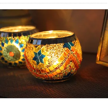 JOYLOVE Europos Stiliaus Rankų darbo Mozaika, Stiklo, Žvakių Laikiklis Romantiška Vakarienė Žvakių šviesoje Baras Dekoravimas Ornamentais - 