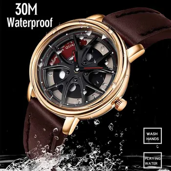Automobilių Ratų Žiūrėti Vyrų Asmenybės 360 Laipsnių Besisukantis Laikrodžiai Vandeniui Kvarcinis Laikrodis SANDA Top Brand Prabanga tourbillon reloj - 