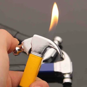Kūrybos Įdomus Plaktukas Gamtinių Dujų Degiklio Tiesiai Liepsna Kompaktiškas Kišeniniai Žiebtuvėliai Metalo Cigarečių Priedai, vyriški Nešiojamų Žaislas - 